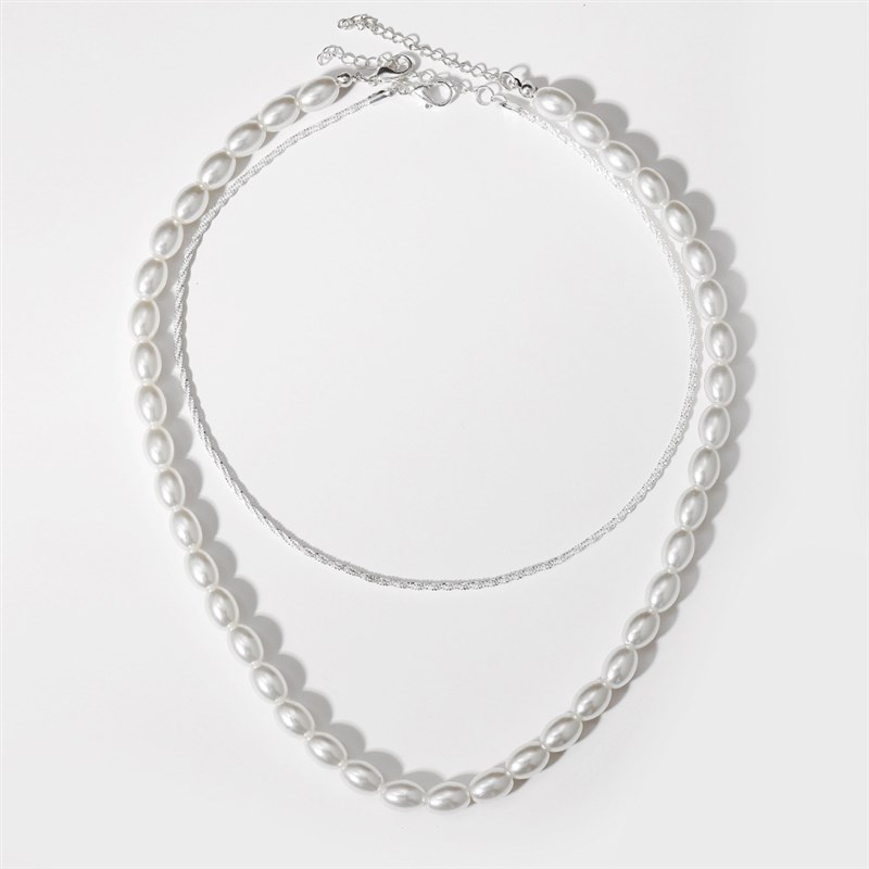 推荐Girl's double-layer clavicle chain pearl sky star neckla