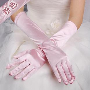 黑色弹力缎面多色手套包手指晚宴手套新娘婚纱礼服婚礼派对长手套