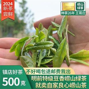 崂山绿茶2024新茶春茶明前豌豆香500g特级散装礼盒装青岛高山绿茶