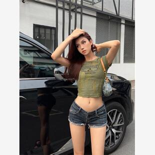 Niche Clothing 美式低腰牛仔超短裤女紧身显瘦弹力性感辣妹热裤