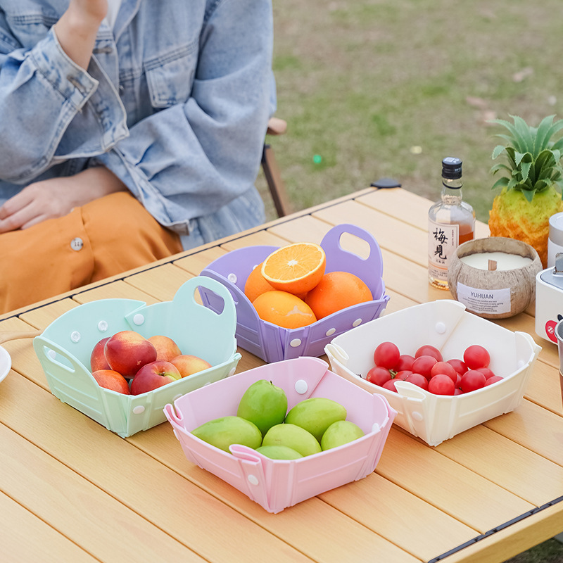 零食水果篮户外可折叠厨房蔬菜收纳篮露营野餐储物餐具叠加可爱