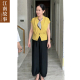 JIANGNAN STORY/江南故事中老年妈妈装夏季时尚丝巾V领上衣套装