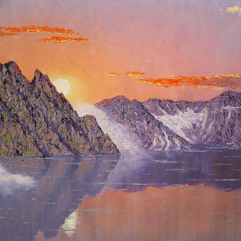 (朝鲜)人民艺术家朴来天《朝霞满天》平壤美术大学 小芃画廊