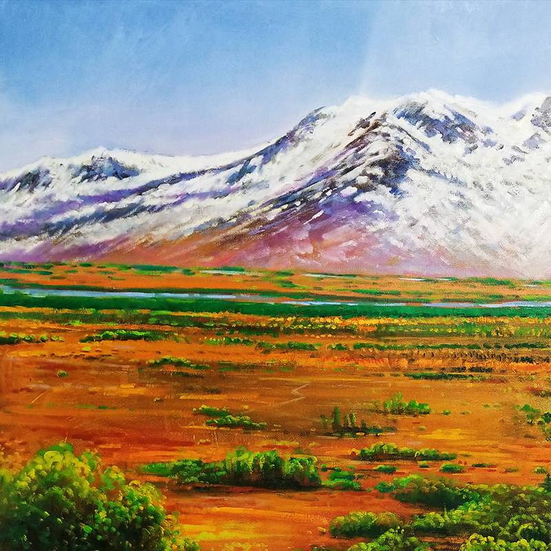 (朝鲜)金光植《远望白头山》平壤美术大学 小芃画廊