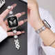 适用于iwatchS10苹果手表带镶钻四叶草表链applewatchS8/S7金属Ultra2/1小香风S6高级女夏新款创意小众替换带