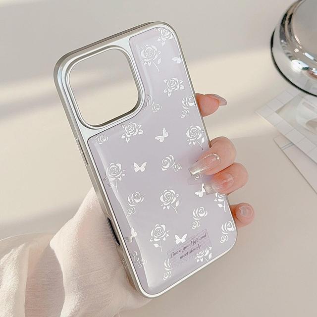 鎏金ins玫瑰蝴蝶适用16苹果15pro max手机壳iphone14滴胶13温柔15