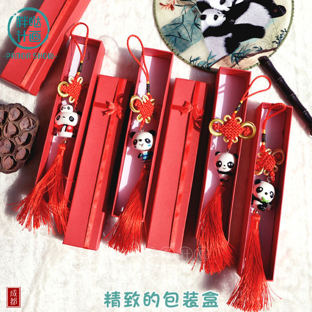 熊猫中国结可爱挂件盒装平安结中国风挂饰出国送老外朋友礼