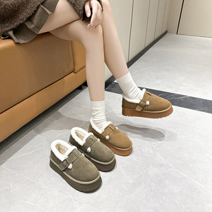 2025美拉德女鞋秋冬防滑软底加绒加厚厚底雪地靴勃肯鞋时尚网红鞋