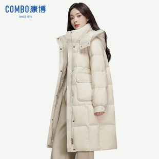 combo/康博羽绒服女连帽中长款加厚冬季新款时尚过膝韩版防寒服女