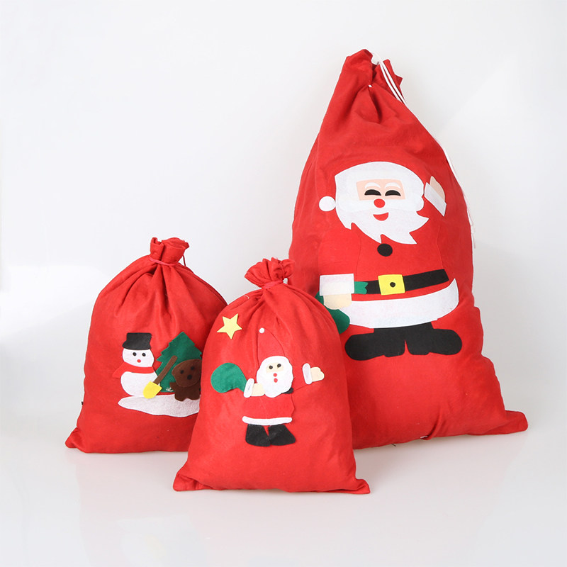 圣诞节装饰品礼物袋圣诞老人礼品袋大口袋手提袋束口袋袋子收纳袋