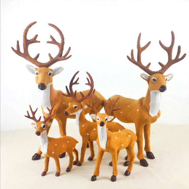 圣诞节装饰品麋鹿小鹿摆件场景布置仿真梅花鹿公仔装饰道具圣诞鹿