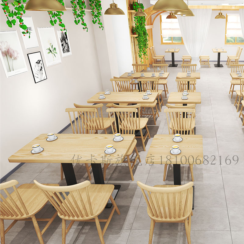 实木餐厅桌椅组合北欧小吃奶茶甜品店食堂主题咖啡馆餐饮快餐桌椅|ruв категории коммерческий/офисная мебель, ресторан/выпечка мебель, обеденный стол и стул - от Buy2taobao.com для оказания профессиональной услуги покупки агента Taobao