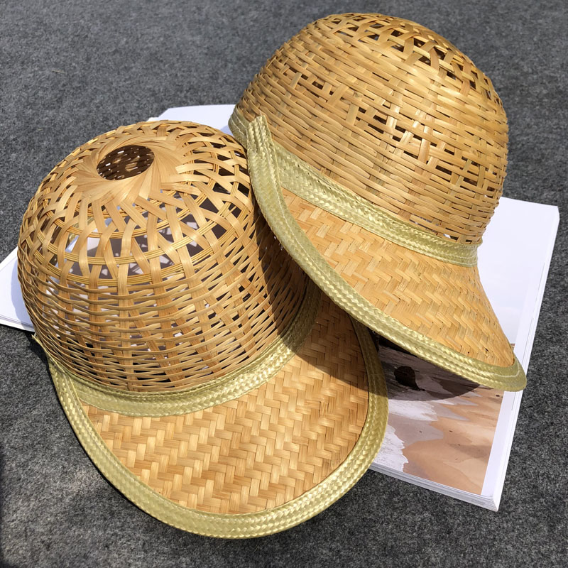 手工竹编草帽鸭舌帽夏季网眼遮阳帽男女款个性户外休闲镂空竹帽子