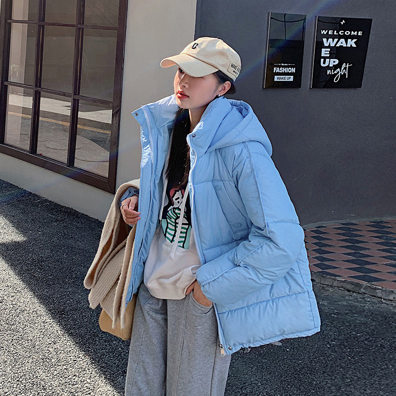 实拍2021新款羽绒服女短款韩版宽松网红ins港风加厚棉服外套女