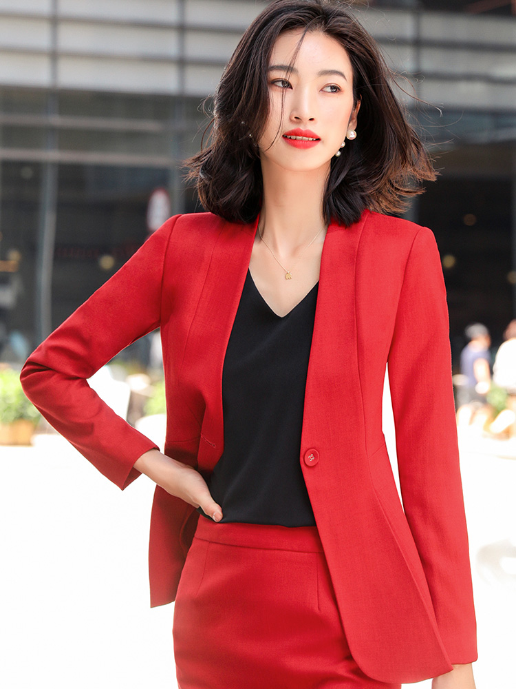 过年喜庆女装新年红色小西装外套女长袖冬时尚气质婚礼主持人礼服