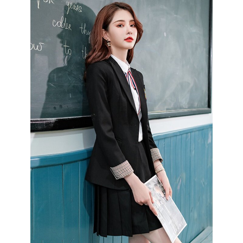 学院风套装裙女2021春装新款时尚学生校服jk制服全套小西装两件套