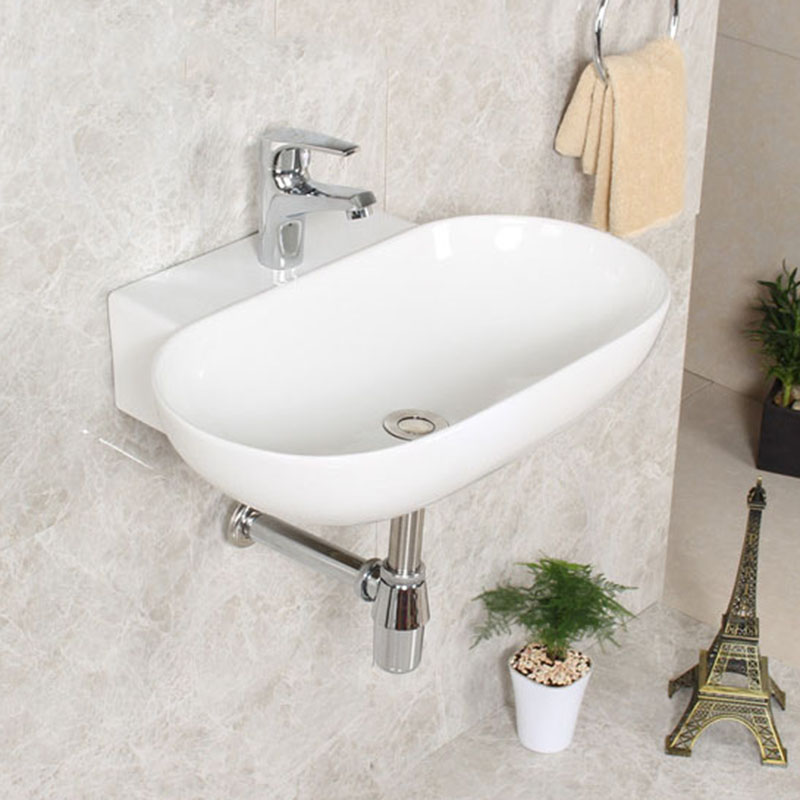 卫生间洗脸盆一体台盆挂墙洗手盆壁挂陶瓷薄边脸盆一体式大洗手池