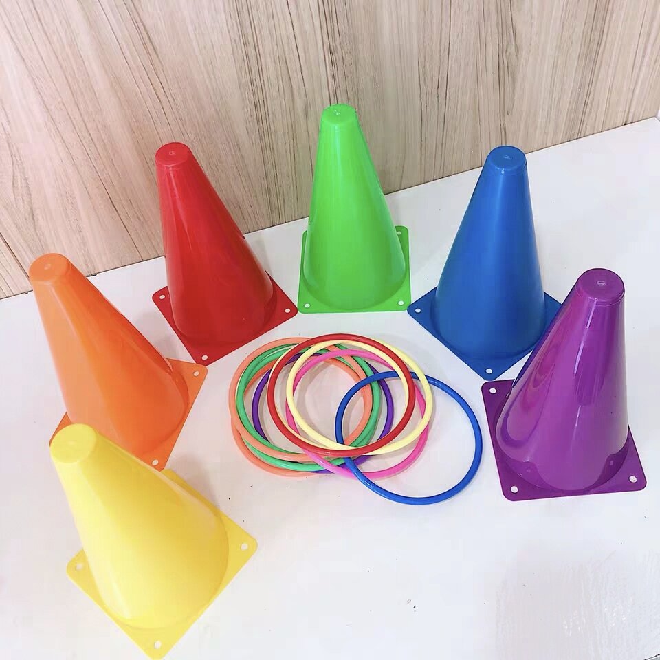 儿童益智七彩交通锥投掷套圈玩具早教感统训练幼儿园亲子互动游戏