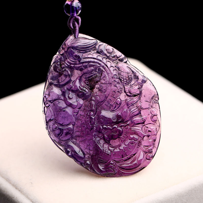 收藏级_巴西紫碧玺龙牌吊坠_31.92克