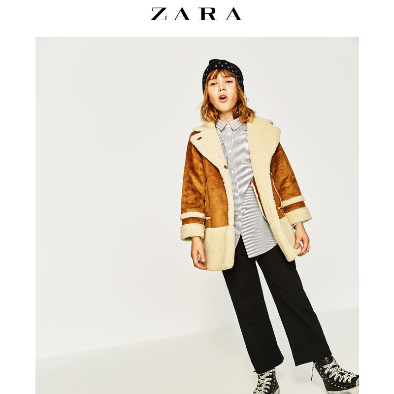 ZARA 童裝女童 絨布闊腿褲 05431701800