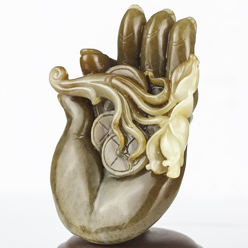 苏工 精品 独特 和田玉佛手如意把件重量254克