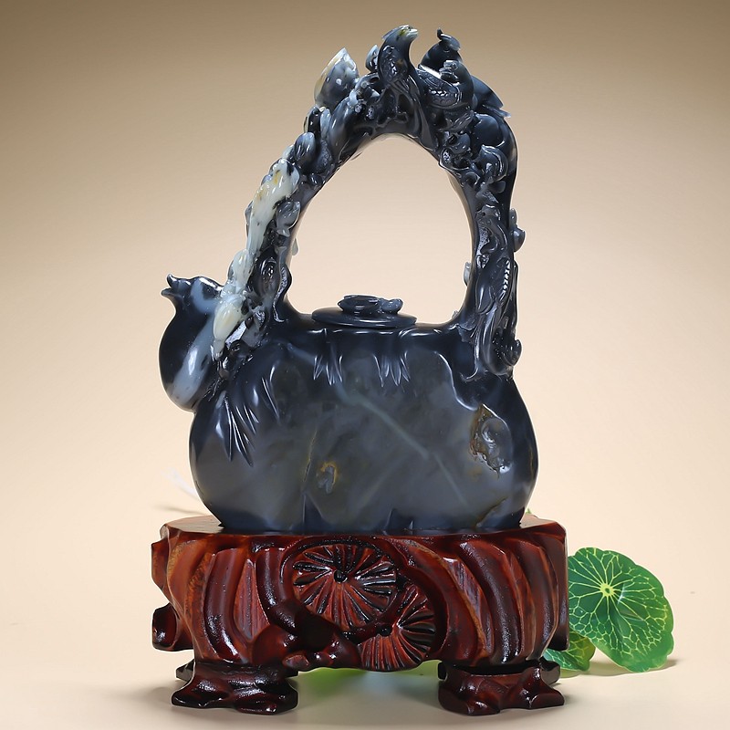 玉雕名家钟山作品 和田玉墨玉祈福摆件1262克