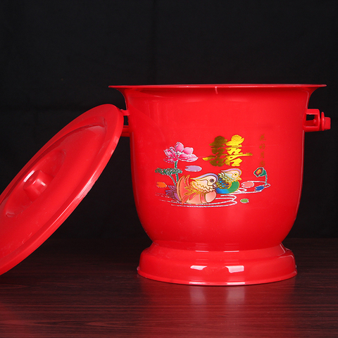 fq结婚用品痰盂红色带盖子婚礼布置装饰道具婚庆婚房新人陪嫁痰