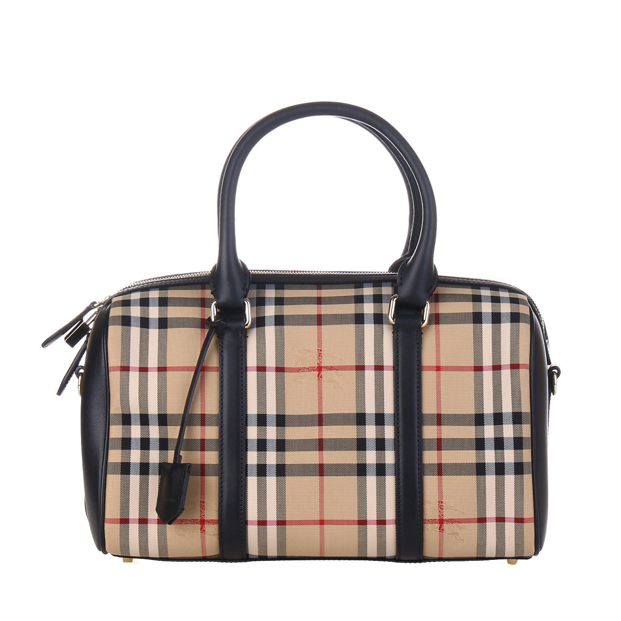 [9.9新]未使用burberry/巴宝莉女士棕色格纹提挎两用包392592 /3