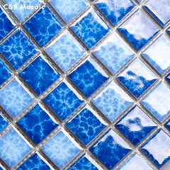 马赛克瓷砖蓝色结晶陶瓷卫生间泳池厨房窑变浴室25X25MM