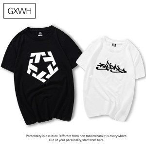 欧美街头tribal logo经典款 嘻哈街舞bboy圆领宽松短袖t恤男女潮