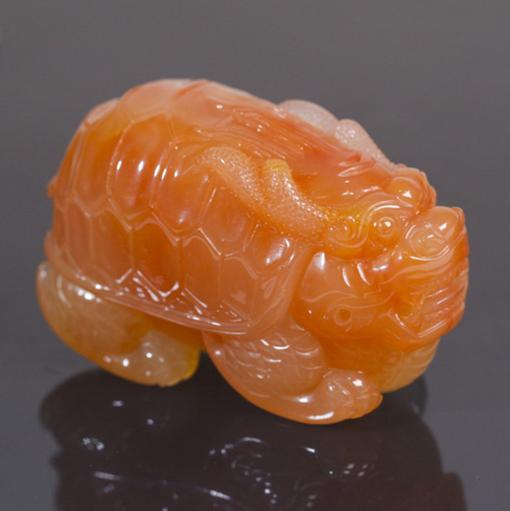 130.57g 精品老料龙龟兽把玩件 黄龙玉 fzz18-64