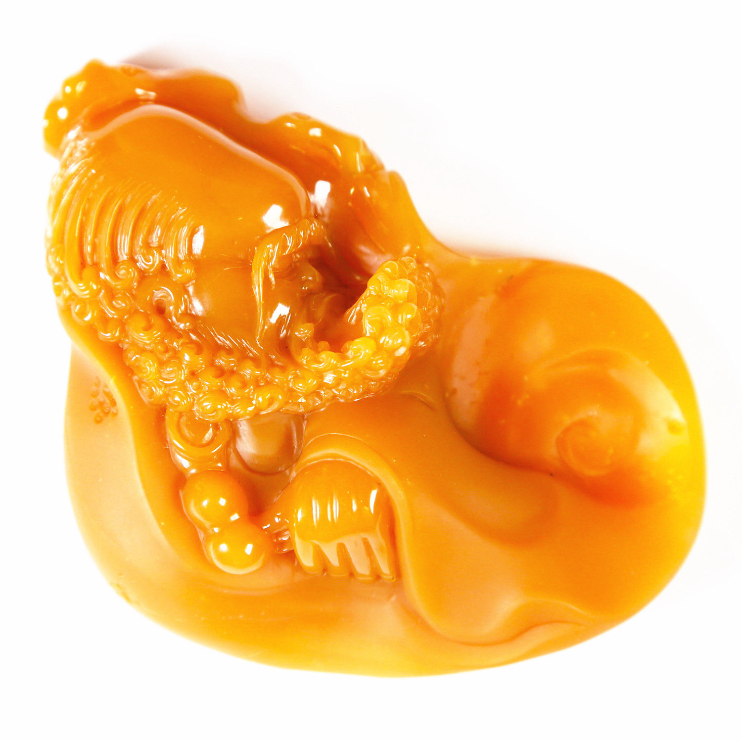 148.06g 精品鸡油黄达摩悟道把件/摆件 黄龙玉 jfw2-9a12020