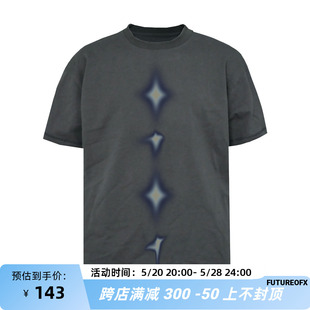 FUTUREOFX 24SS 灰色星骸热熔短袖宽松套头款印花短袖T恤