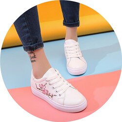 韩版新款女鞋2017夏季百搭刺绣小白鞋鞋带学