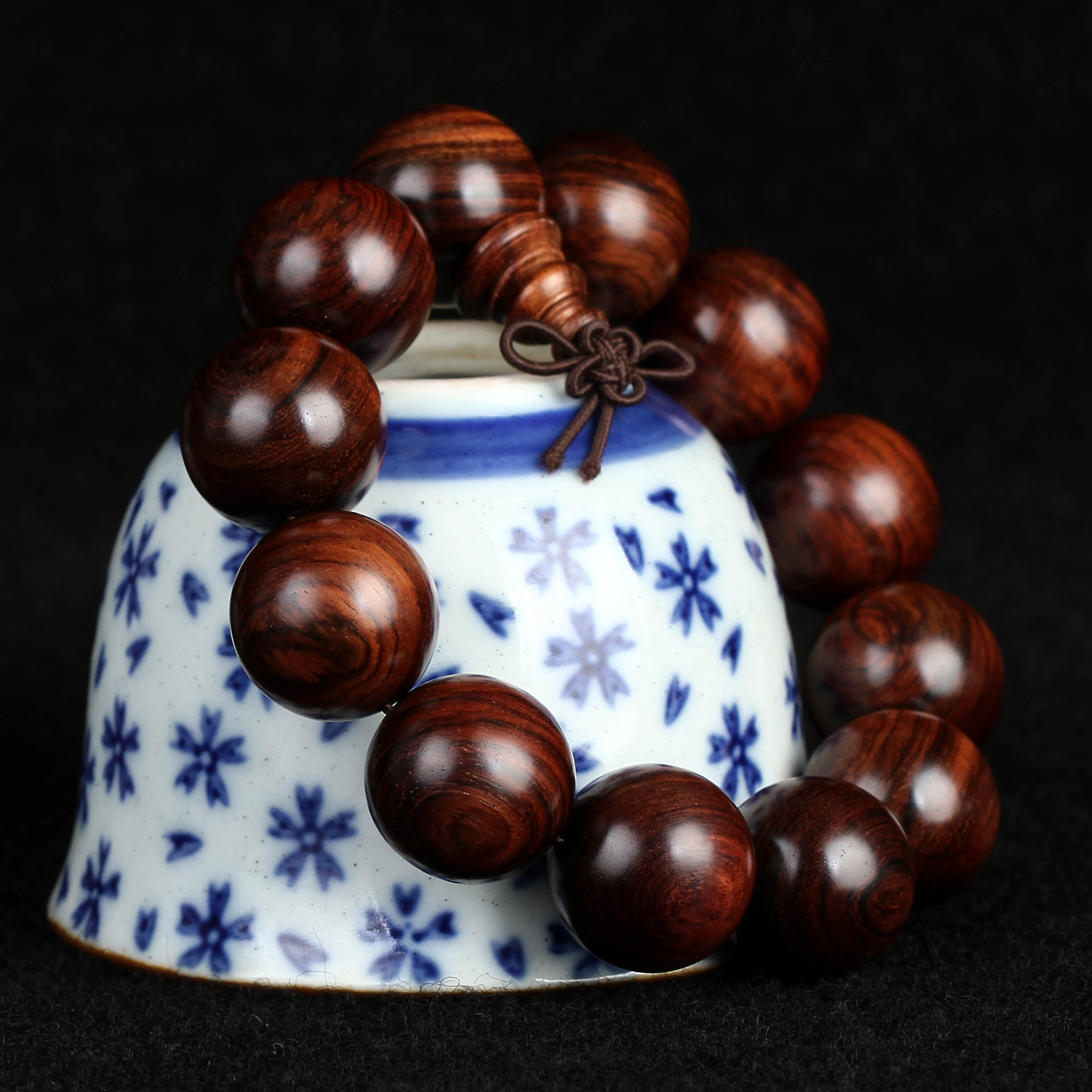 【顺纹】 珍品黄花梨佛珠 色泽光亮 材质细腻 收藏20.2mm48.7g