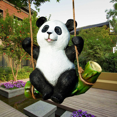仿真动物秋千熊猫摆件花园林雕塑工艺品庭院景观装饰树脂考拉摆件