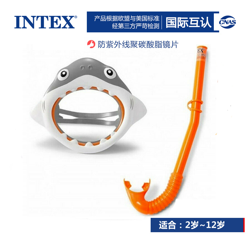INTEX趣味动物面具儿童游泳镜戏水面罩 潜水眼镜泳镜高清防雾近视
