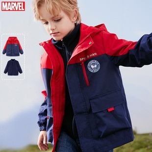 迪士尼男童可拆卸冲锋衣儿童秋冬外套户外中童三合一摇粒绒防风衣