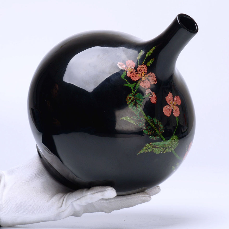 脱胎天球瓶 福州漆艺大师许德越亲作 脱胎漆器