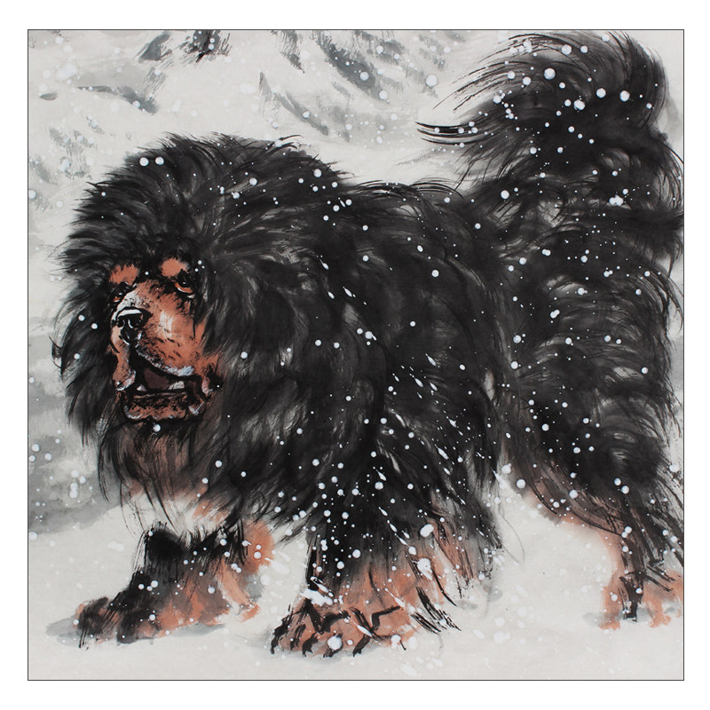 王贵邱《瑞雪旺财》 当代藏獒画家