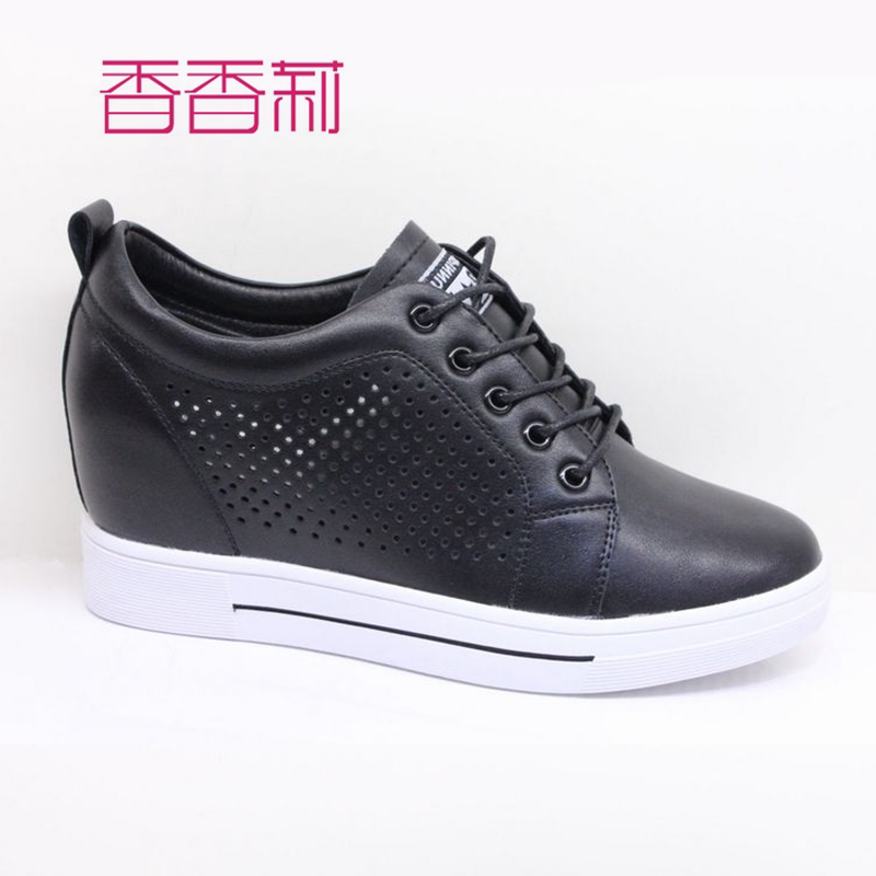 香香莉x11516女鞋春秋季新款系带镂空内增高松糕鞋舒适韩版休闲鞋_不