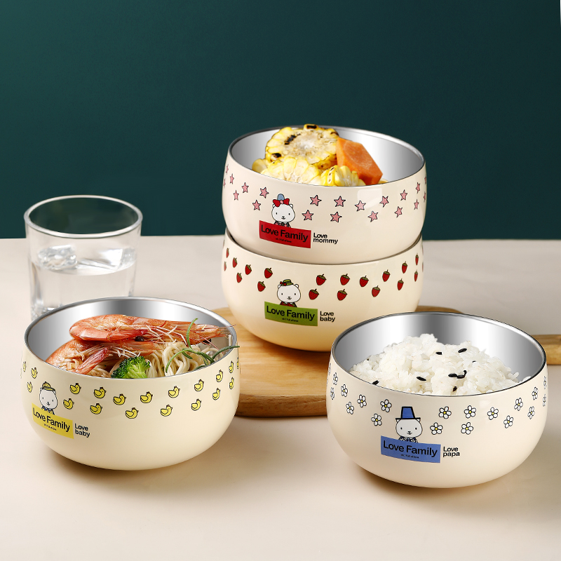 儿童碗家用食品级316不锈钢碗可爱泡面碗防摔防烫饭碗宝宝餐具