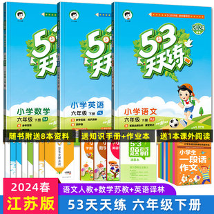 2024春 53天天练 六年级下册语文数学英语全套苏教版江苏版 小学6年级语数英同步练习册5.3五三课时单元测试题作业本试卷