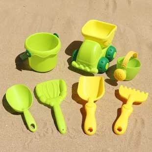 儿童沙滩玩具套装宝宝洗澡戏水软胶水壶小水桶挖沙工具铲子小耙子