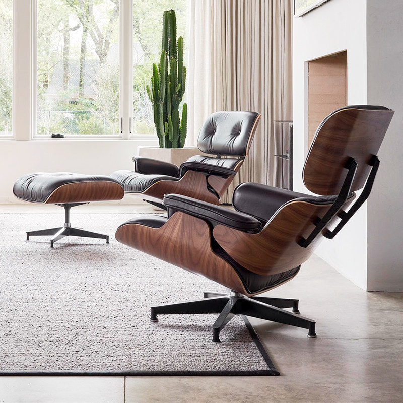 伊姆斯躺椅eames设计师真皮休闲现代舒适高端单人沙发椅客厅创意