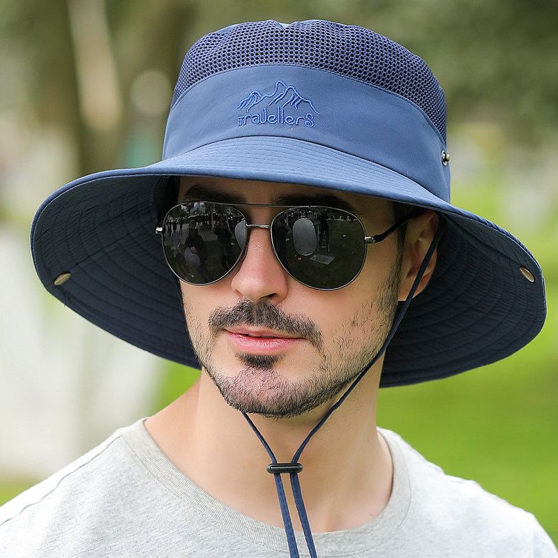 太阳帽男士帽子户外钓鱼帽夏天防晒大沿渔夫帽夏凉帽男奔尼遮阳帽