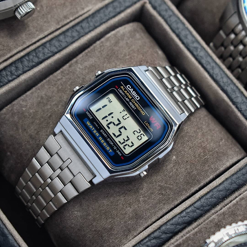 卡西欧小方块手表男女陈小春同款复古风a158w/a168金表男士小银块