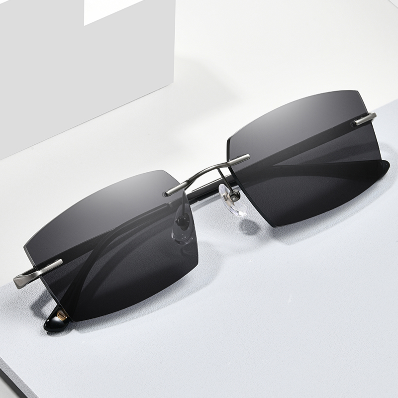 2022新款太阳镜韩版无框墨镜可配近视眼镜防蓝光变色镜防辐射平光