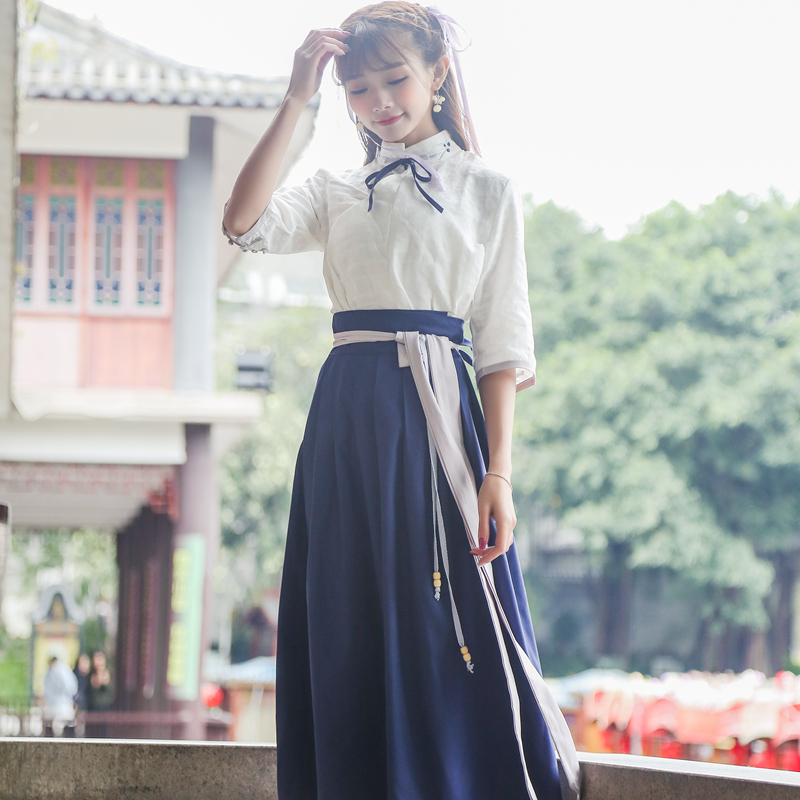 学生_民国风学生装古装汉服改良襦裙汉元素日常校园风毕业照服装女