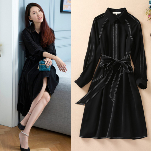 长款风衣裙黑色价格